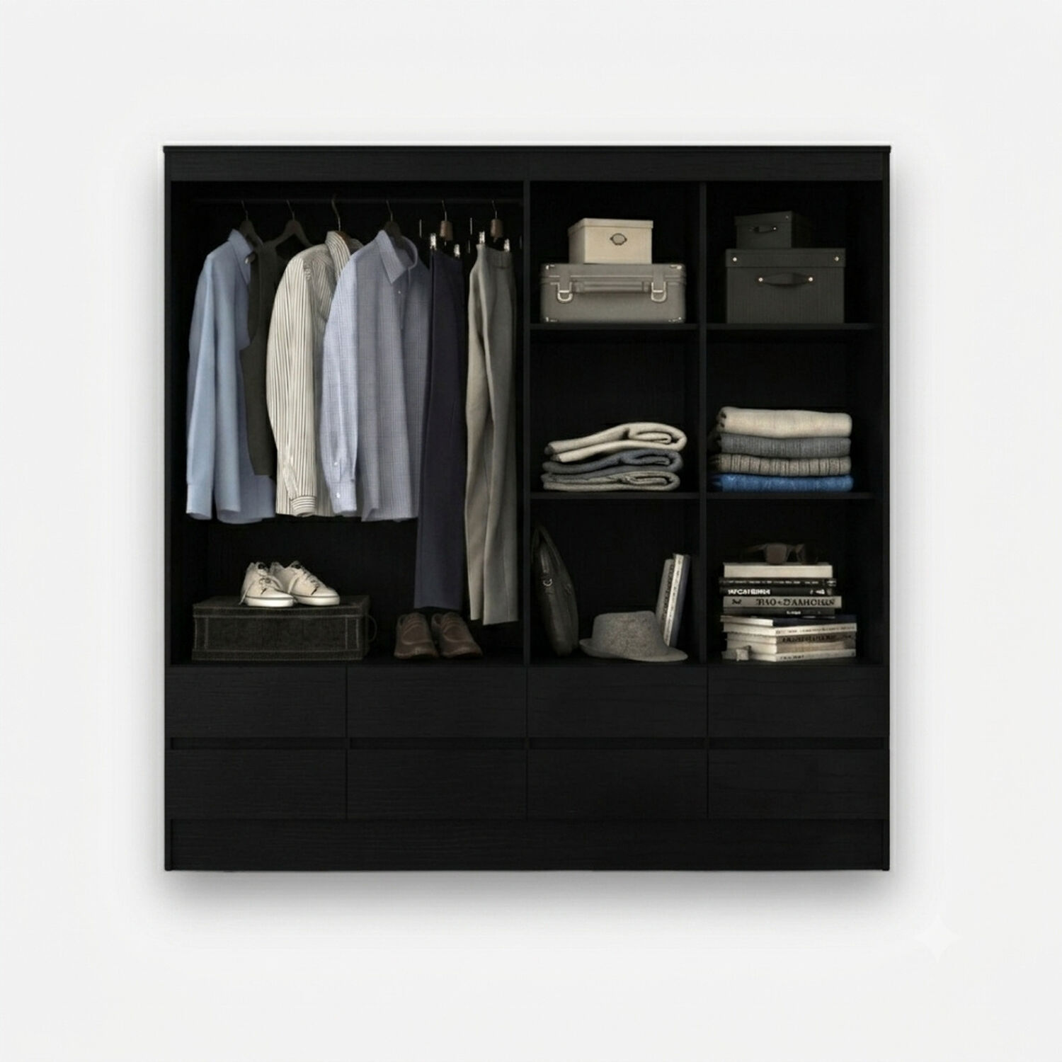 Cl&oacute;set Maule Cuatro Puertas Correderas Ocho Cajones Black