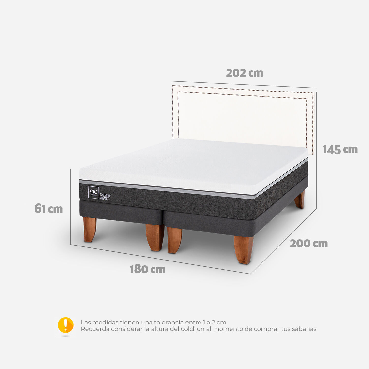 Cama Europea King Ortopedic Advance + Respaldo Danubio