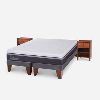 Cama Europea King Ortopedic Advance + Veladores Torino Caramel