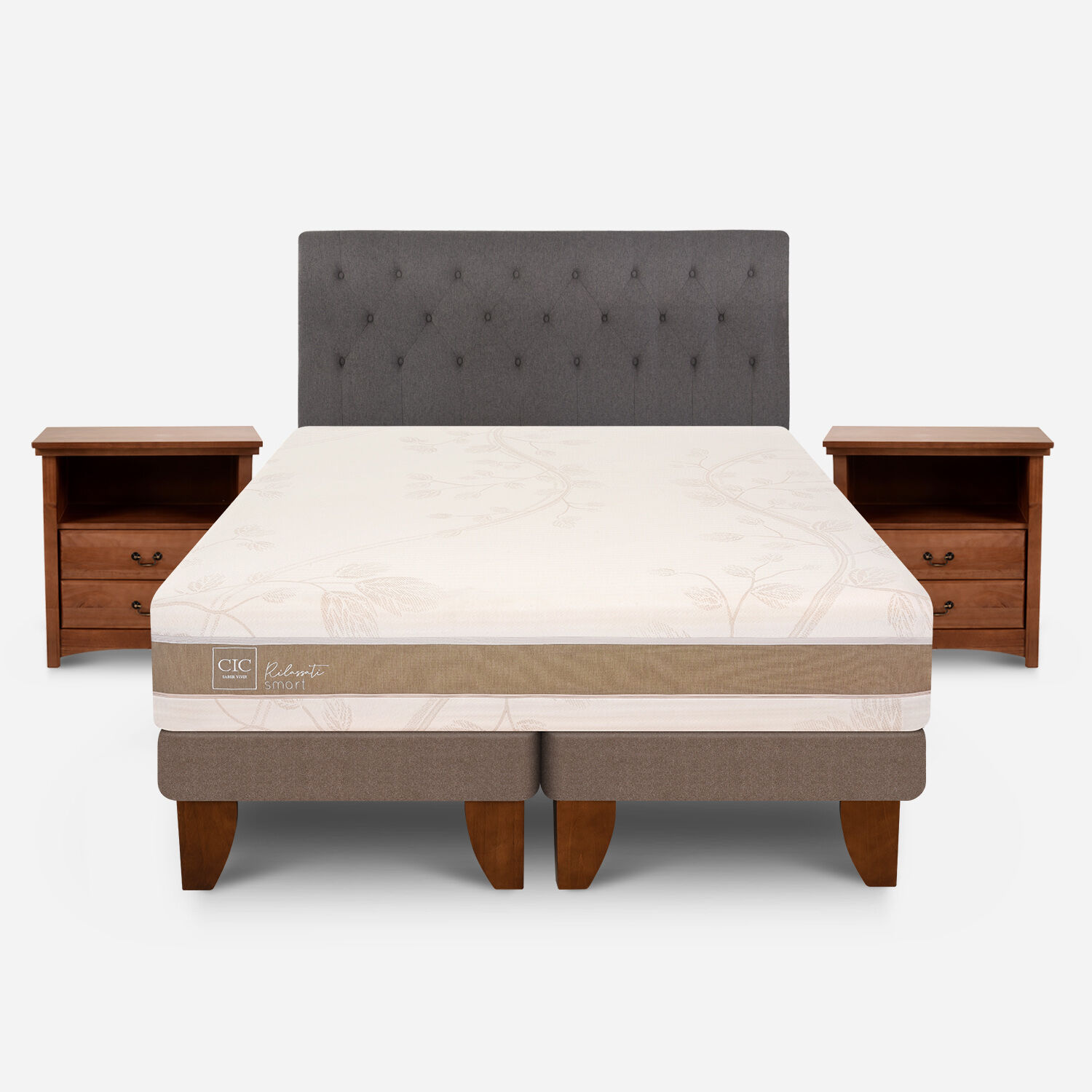 Cama Europea 2 Plazas Rilassati Infinity Base Dividida + Set Kavery