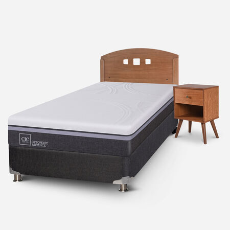 Box Spring 1,5 Plazas Ortopedic Advance 5 Zonas + Set Gales Caramel