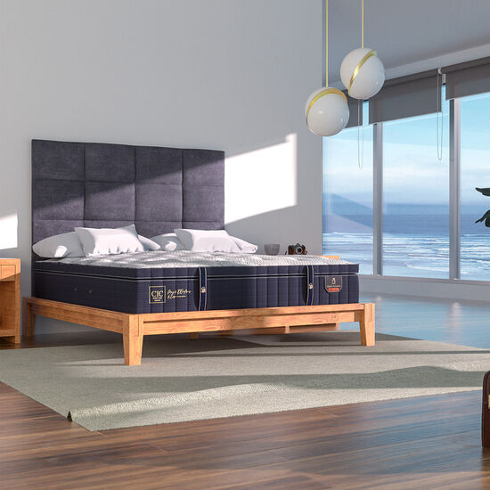 Cama Oak 2 Plazas Lux + Plumón 15% Pluma Ganso