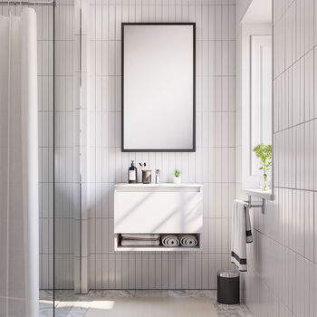 Vanitorio Flotante 1 Caj&oacute;n M&oacute;naco Blanco 60 Cm.