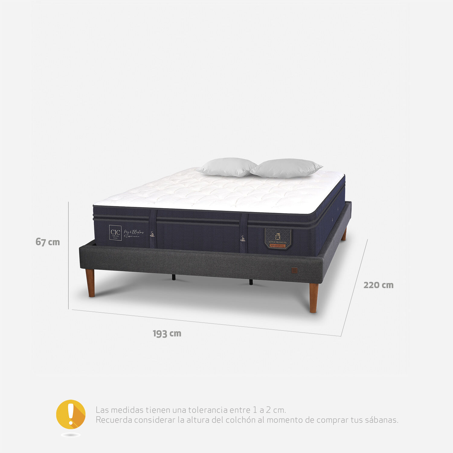 Cama Europea Curve King Super Premium + Almohada