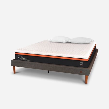 Cama Europea Curve 2 Plazas Bee Comfort + Almohadas