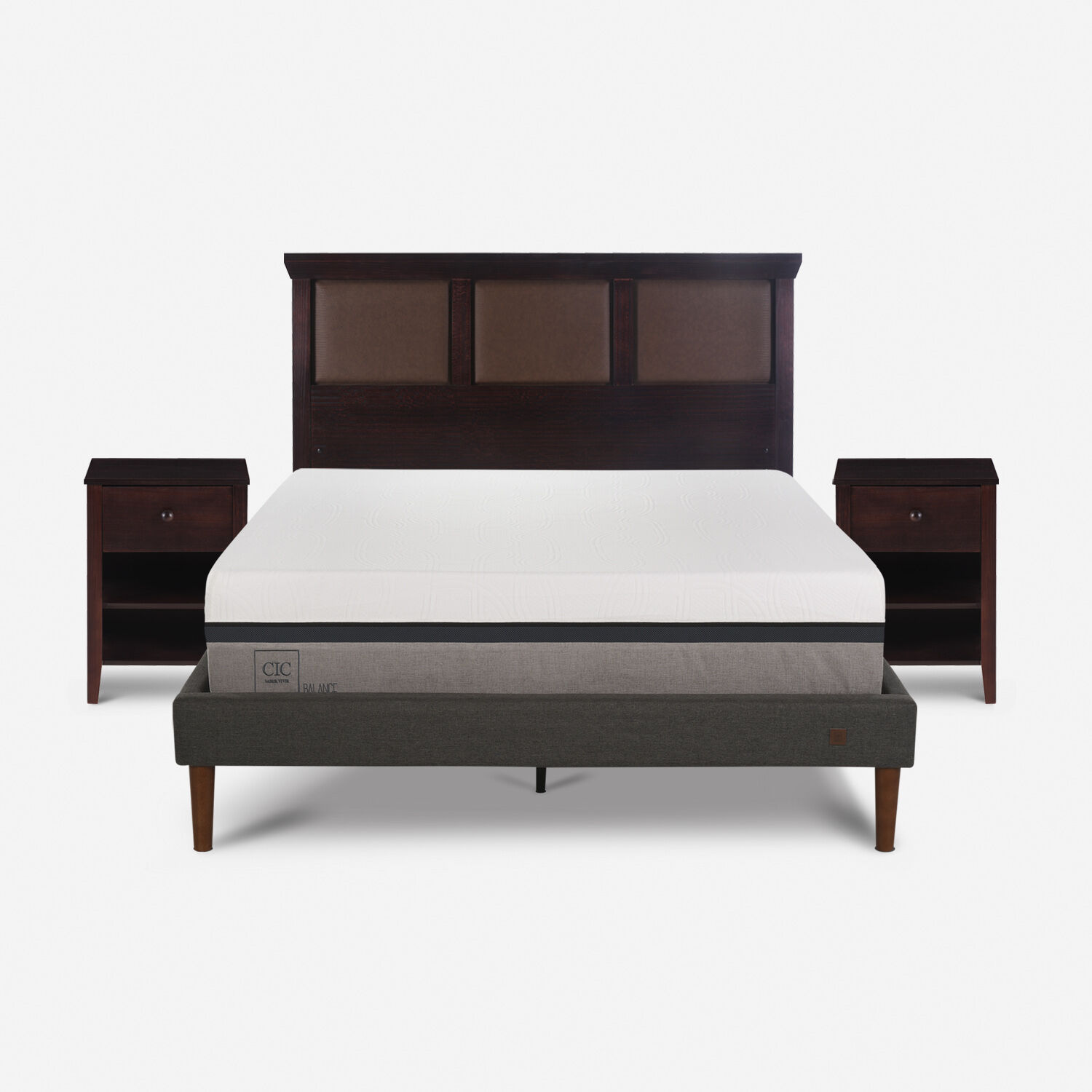 Cama Europea Curve 2 Plazas Balance + Set Torino Chocolate