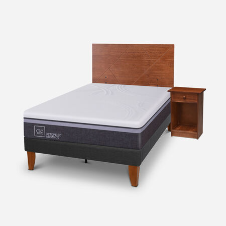 Cama Europea Curve 1,5 Plazas Ortopedic Advance + Set New Villarrica