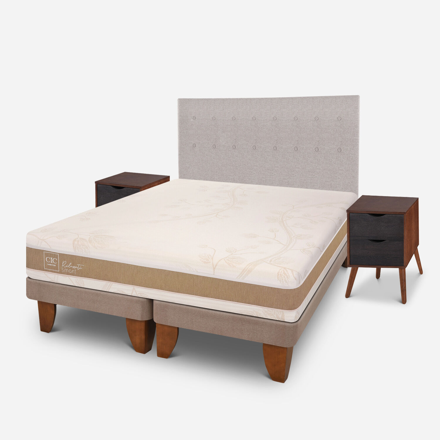 Cama Europea King Rilassati Infinity Base Dividida + Set Tigris