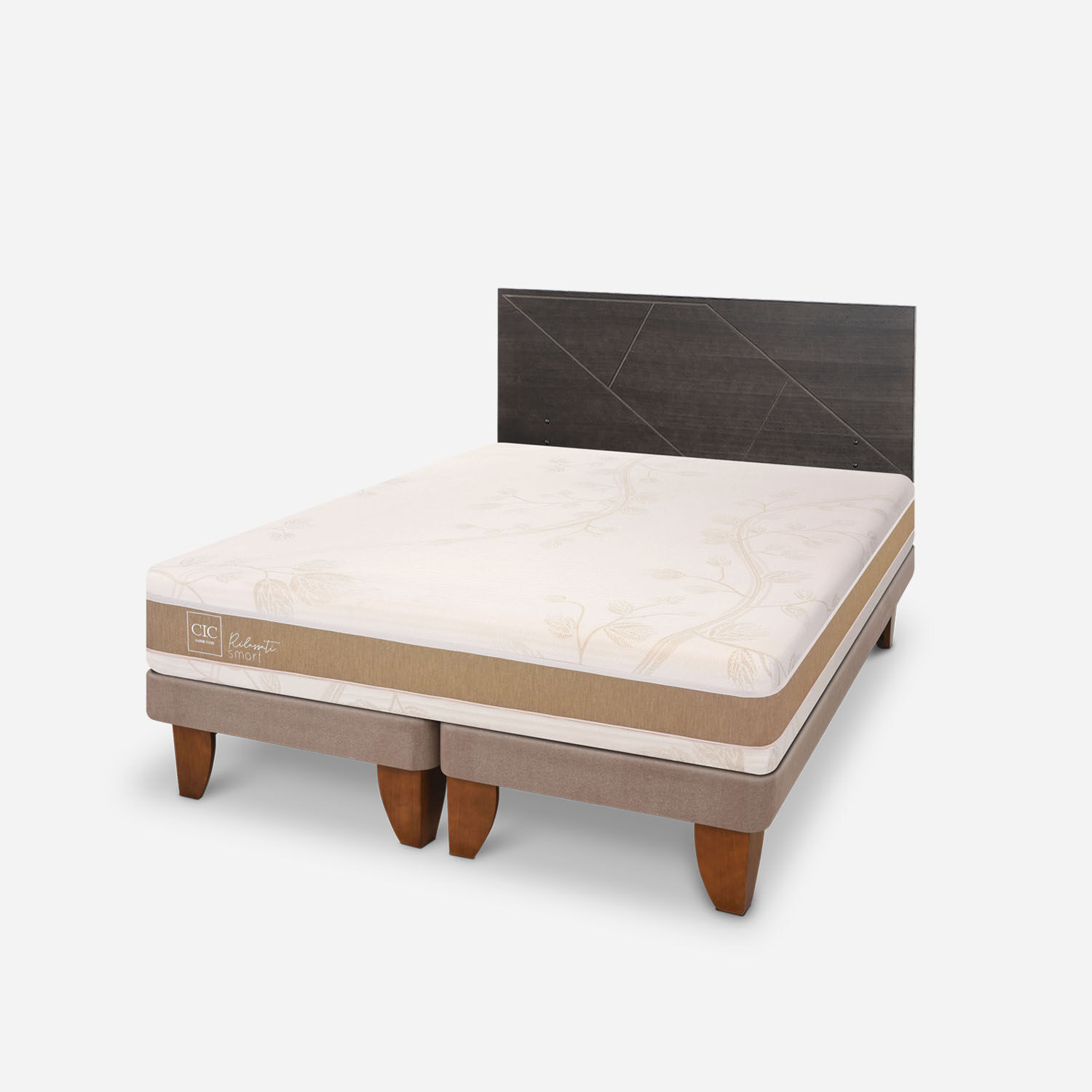 Cama Europea 2 Plazas Rilassati Infinity Base Dividida + Set Villarrica Gris