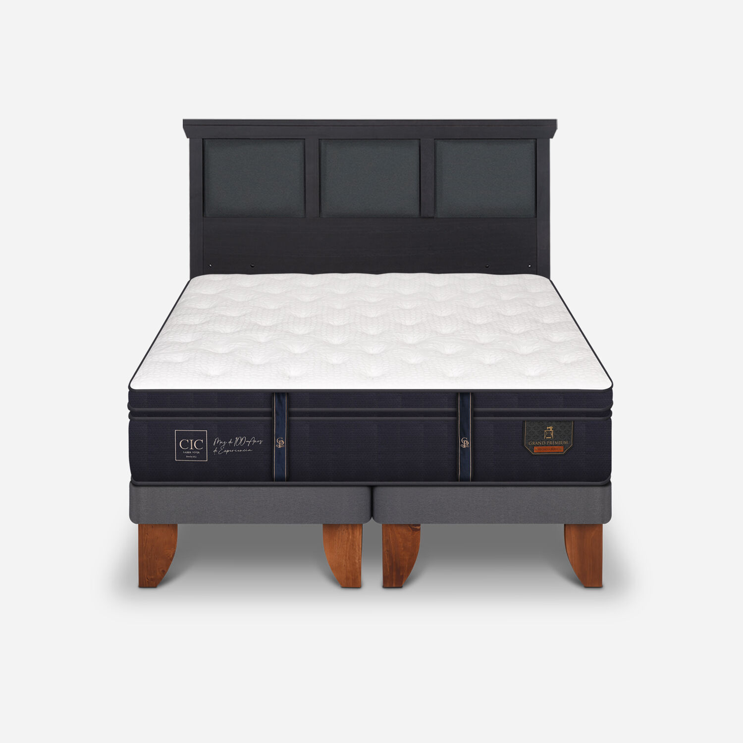 Cama Europea King Grand Premium + Respaldo Torino Negro