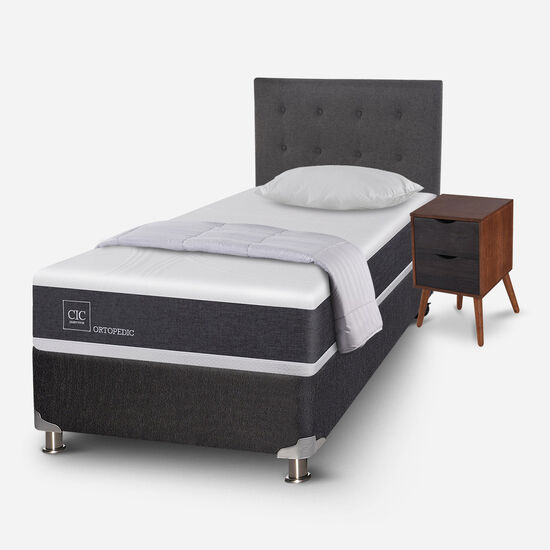Box Spring 1.5 Plazas Ortopedic 5 Zonas + Almohada + Plumón + Set Éufrates