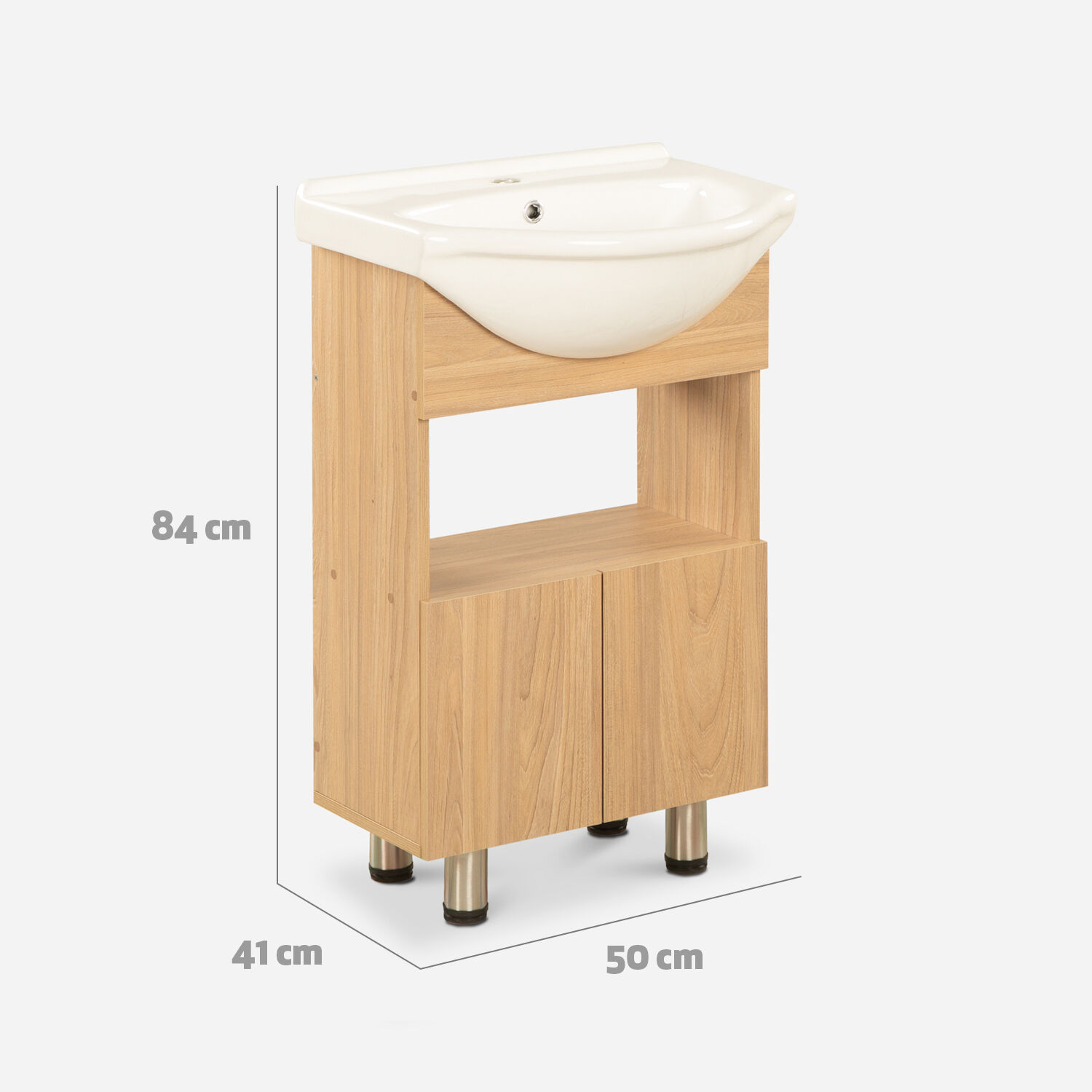 Vanitorio 2 Puertas Bajas Con Soportes Cannes Olmo 50 Cm.