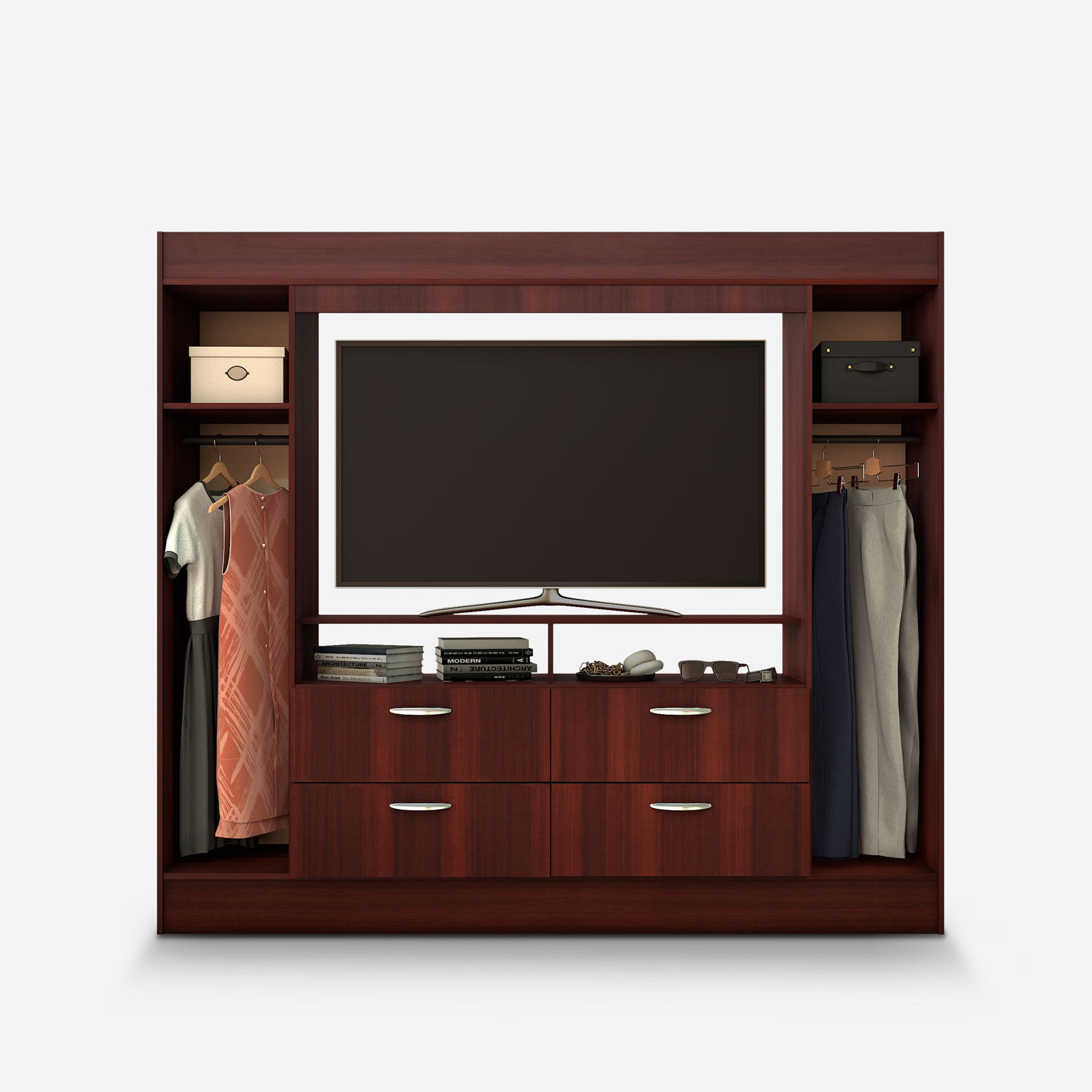 Cl&oacute;set 2 Puertas 4 Cajones Baker TV 55" Chocolate