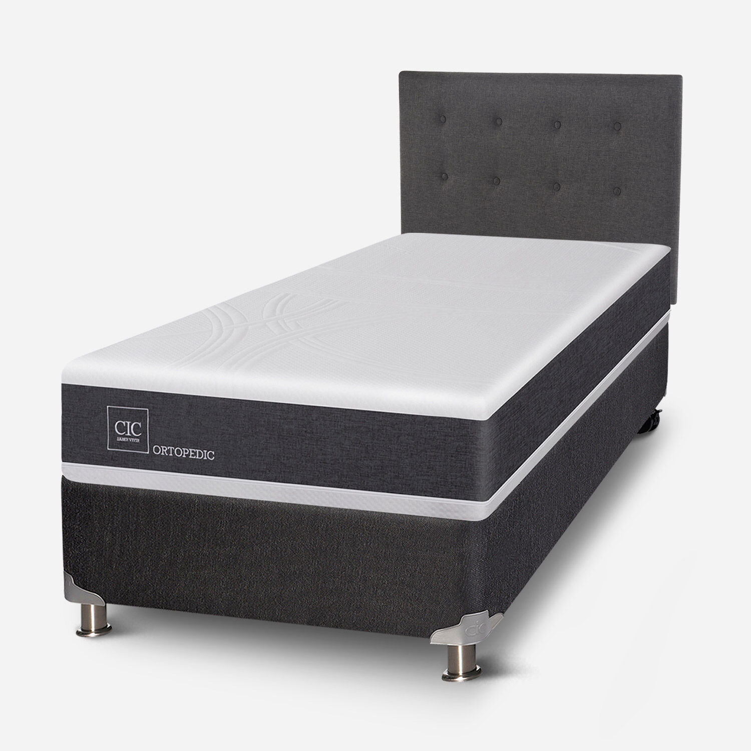 Box Spring 1,5 Plazas Ortopedic 5 Zonas + Respaldo Éufrates