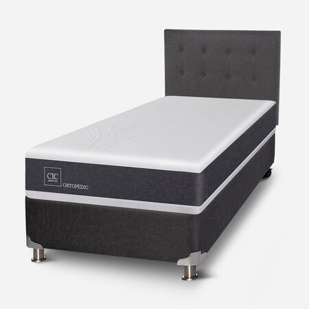 Box Spring 1,5 Plazas Ortopedic 5 Zonas + Respaldo Éufrates