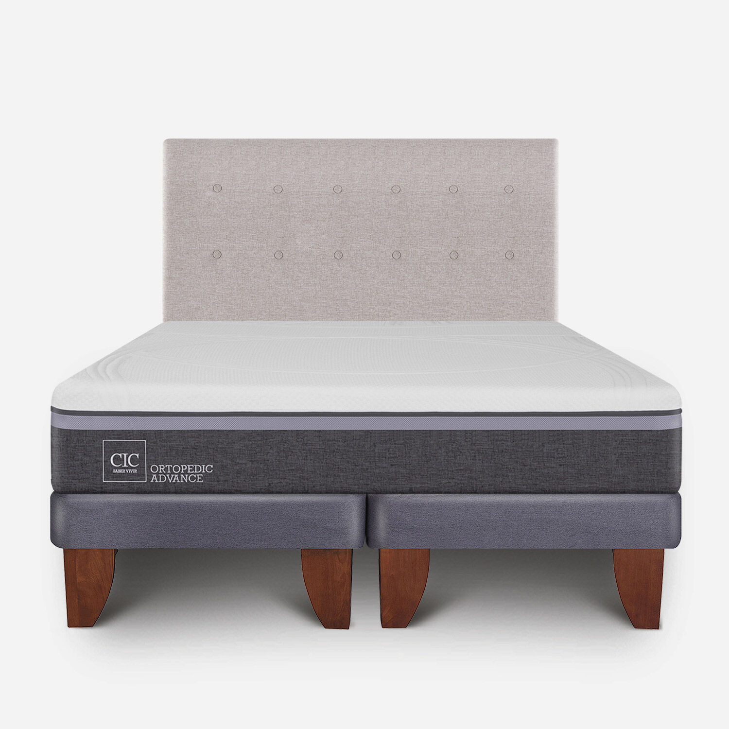 Cama Europea 2 Plazas Ortopedic Advance Base Dividida + Respaldo Tigris