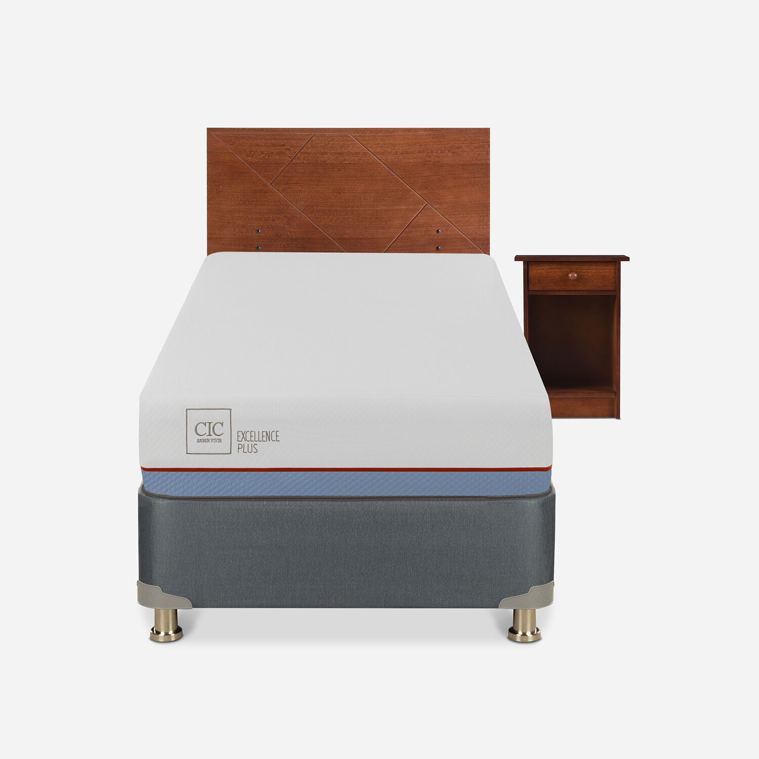 Cama Americana 1 Plaza Excellence Plus + Set Villarrica
