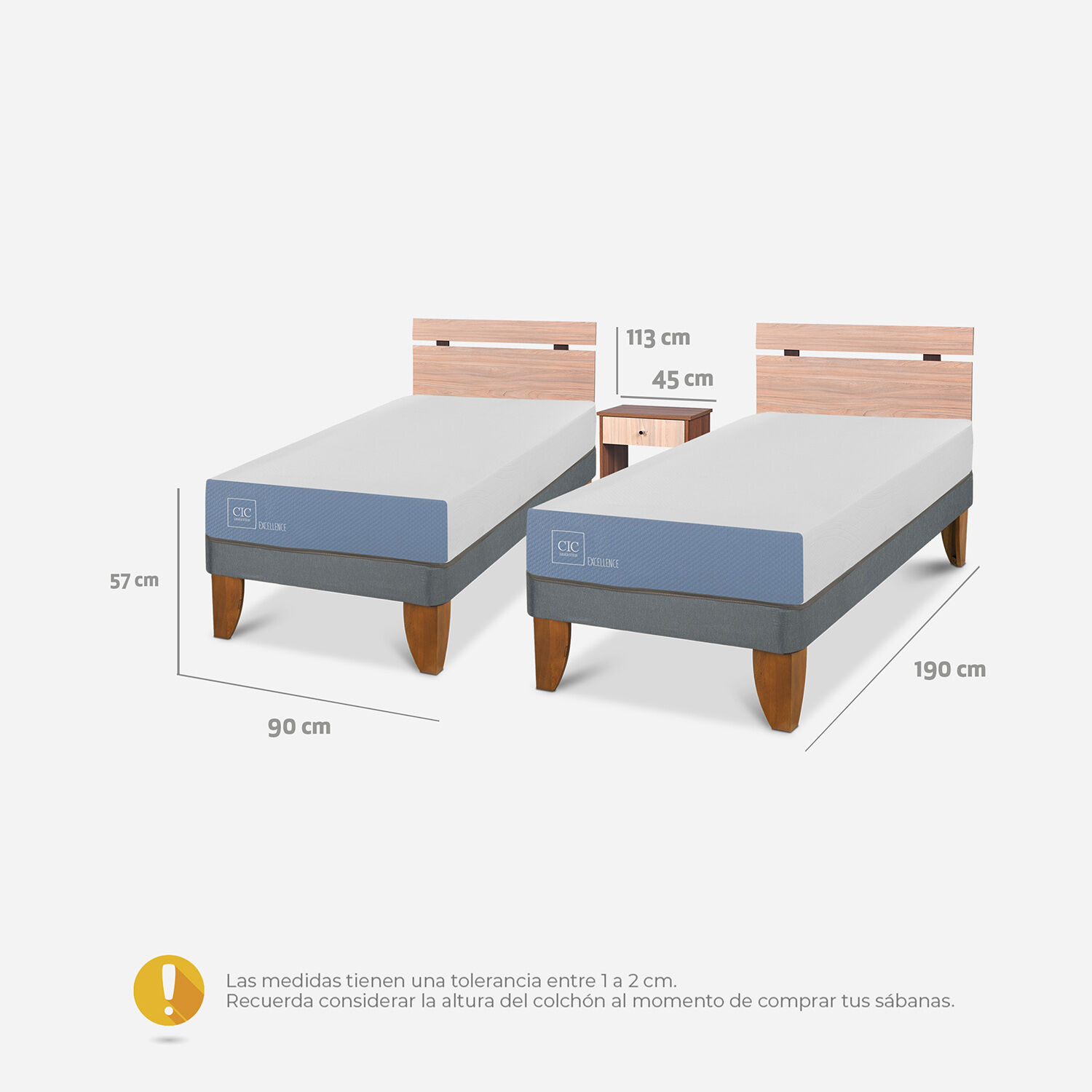 D&uacute;plex Cama Europea 1 Plaza Excellence + Set Olmo