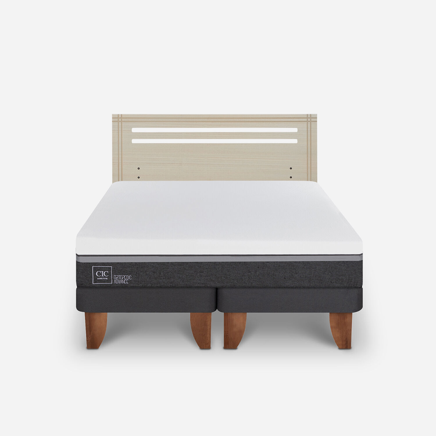 Cama Europea 2 Plazas Ortopedic Advance Base Dividida + Respaldo Múnich Alpino