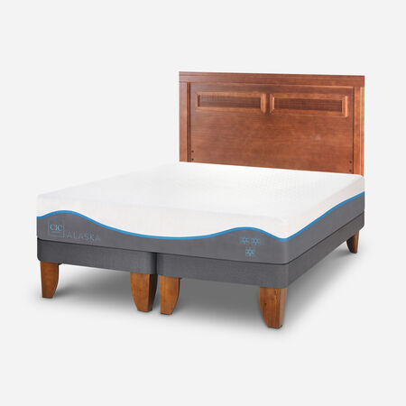 Cama Europea King Alaska + Respaldo Mil&aacute;n Caramel