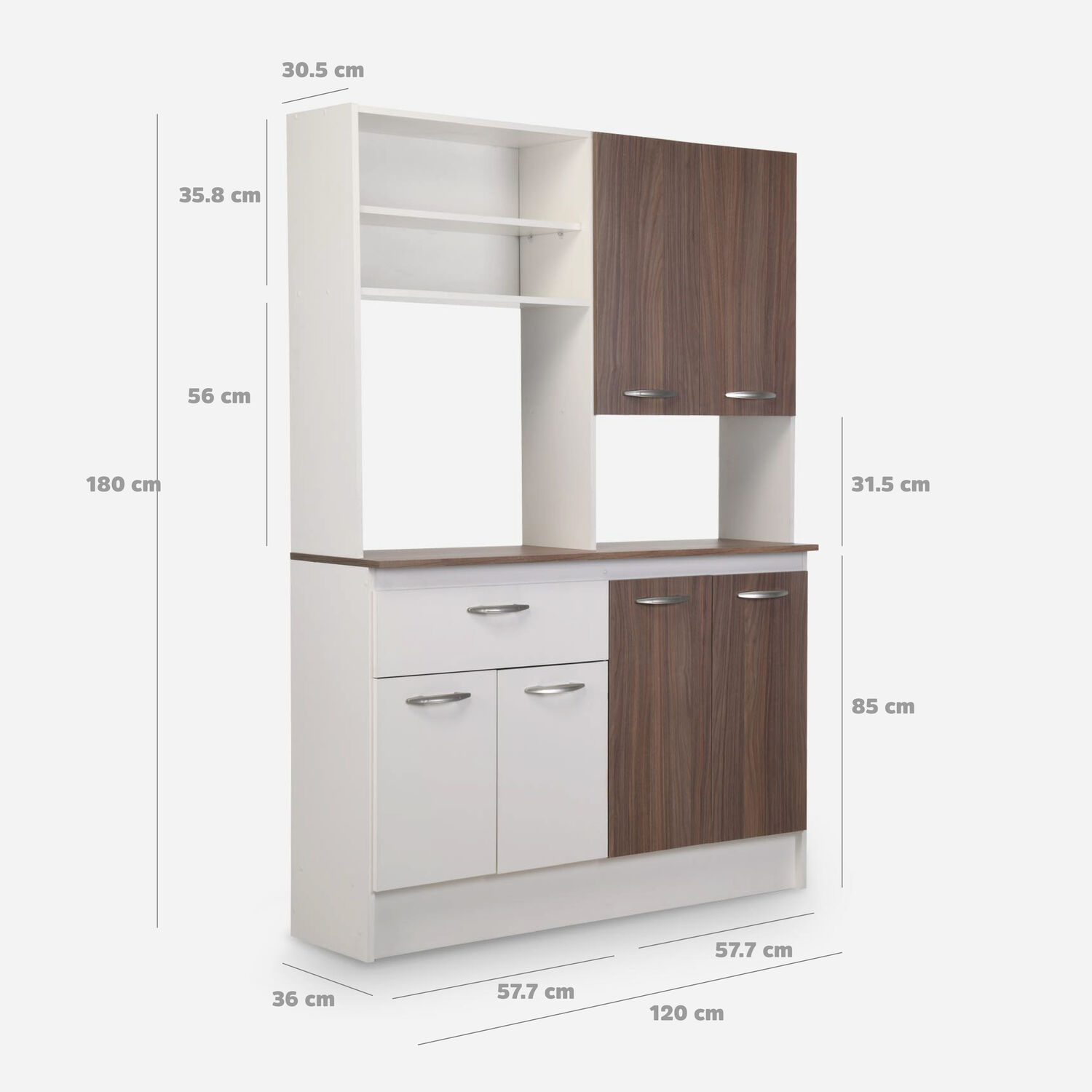 Mueble de Cocina 6 Puertas 1 Cajón Emma 120x180x39 Cm