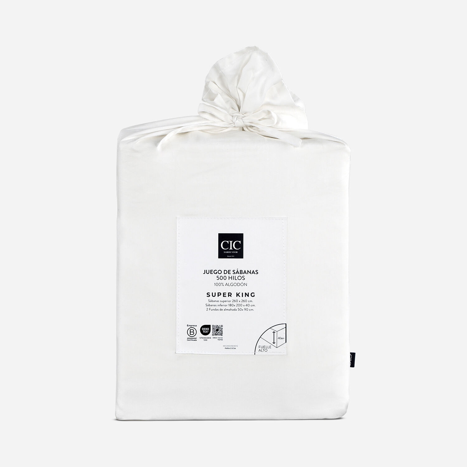 S&aacute;banas Super King 500 Hilos Lisa Blanco