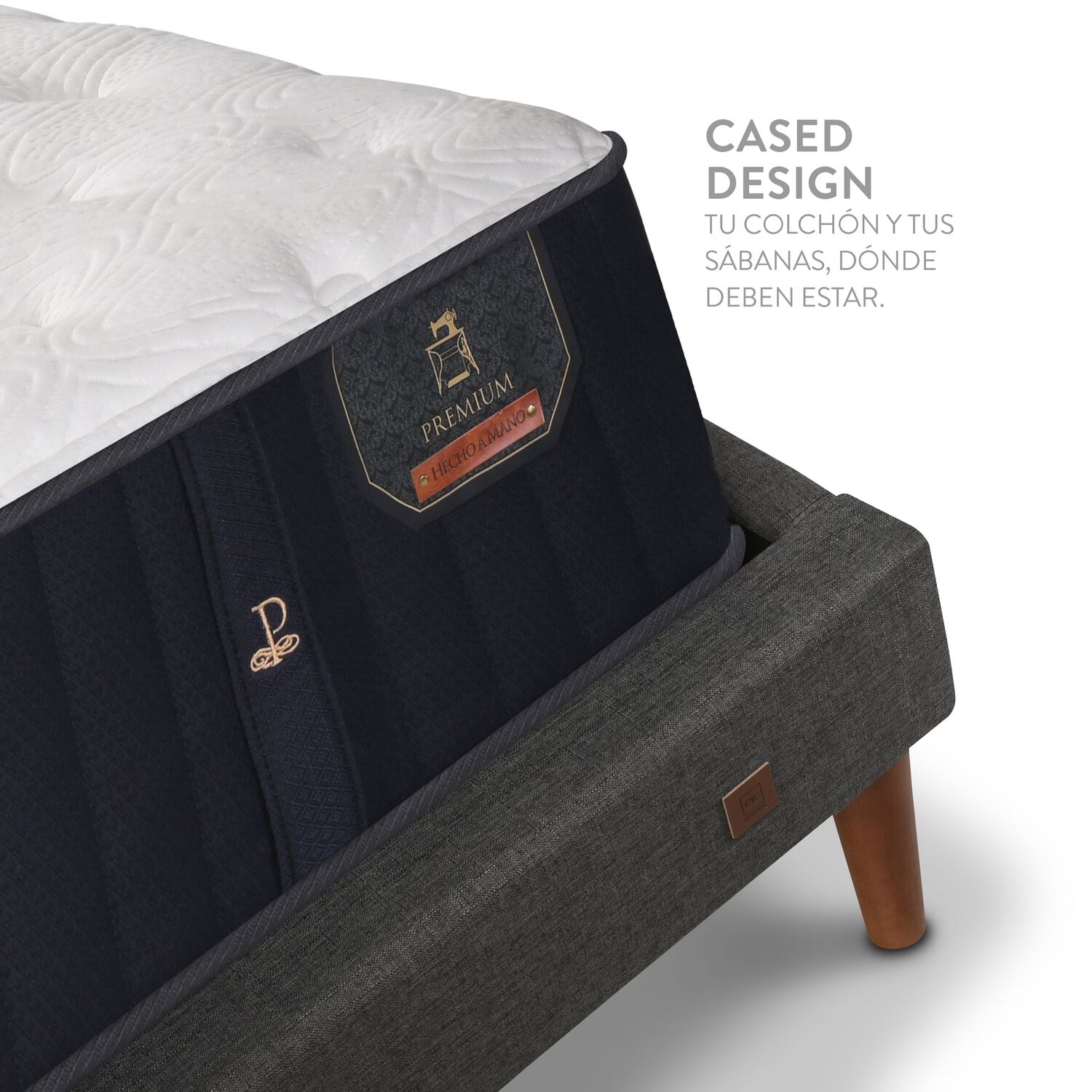 Cama Europea Curve 2 Plazas Premium + Almohadas Viscoel&aacute;sticas