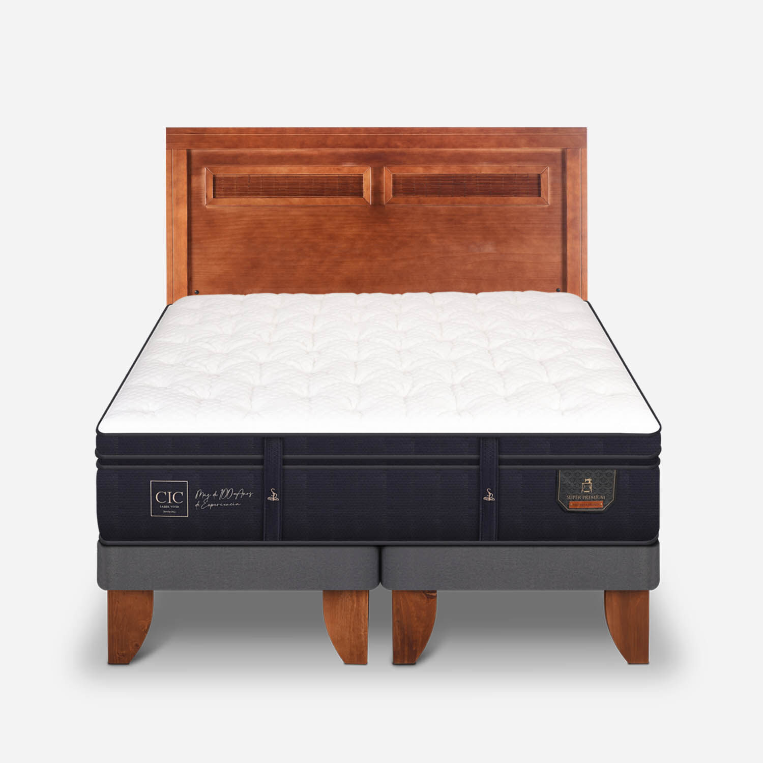Cama Europea King Super Premium + Respaldo Mil&aacute;n Caramel