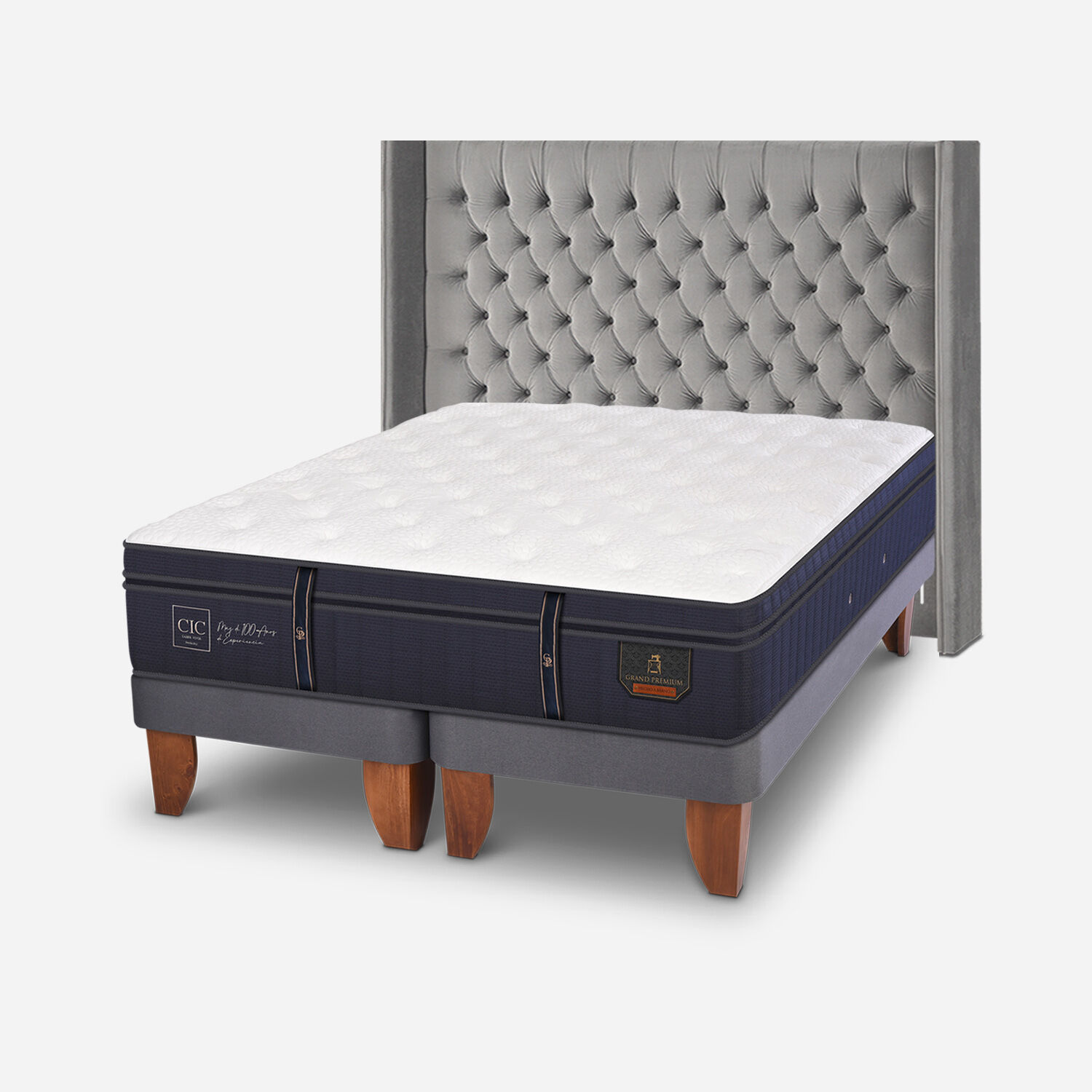 Cama Europea King Grand Premium Respaldo Sesia