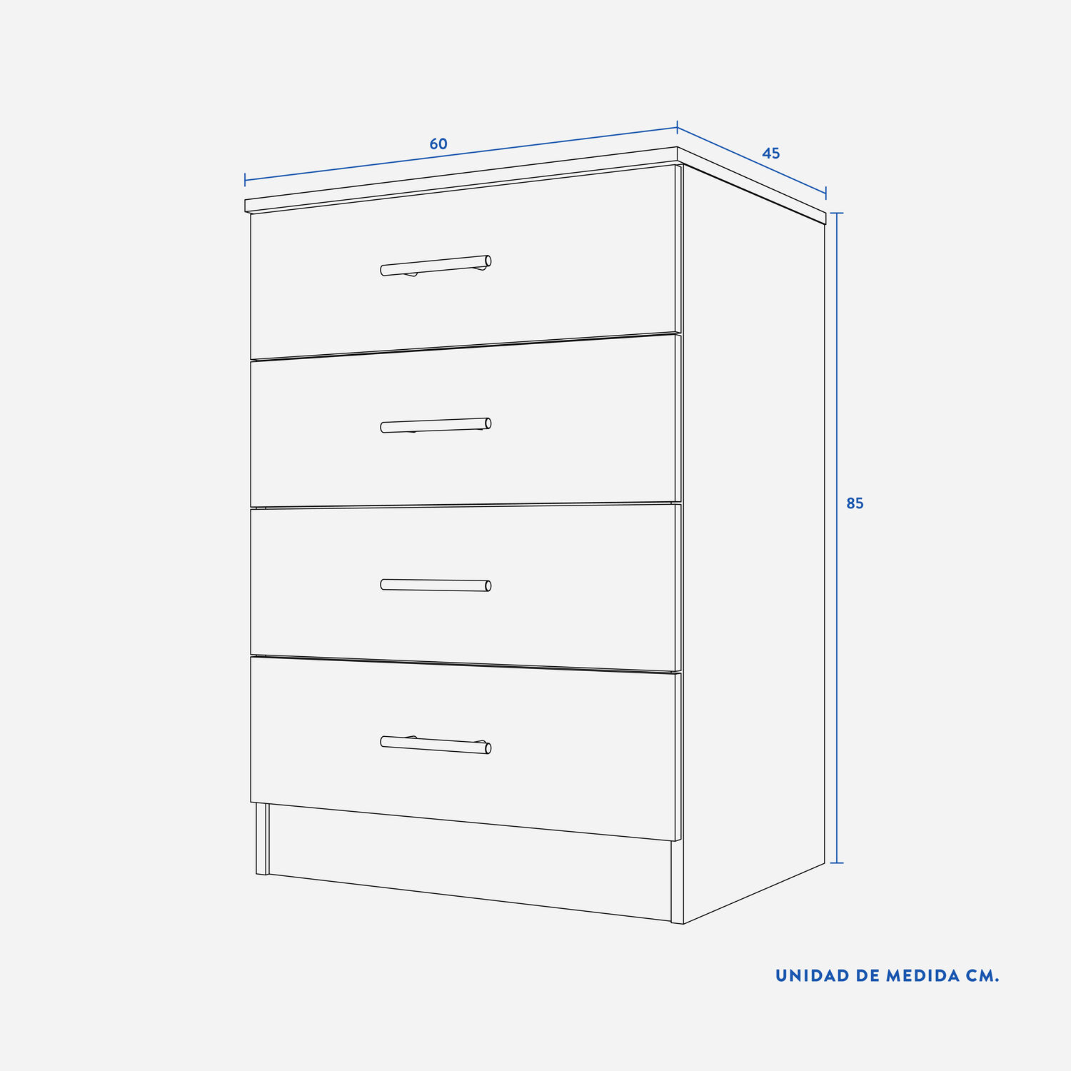 Cómoda Cajonera 4 Cajones Fénix Cerezo