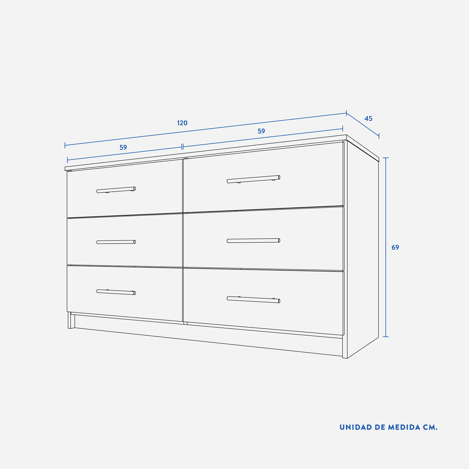 C&oacute;moda 6 Cajones Altair Wengue