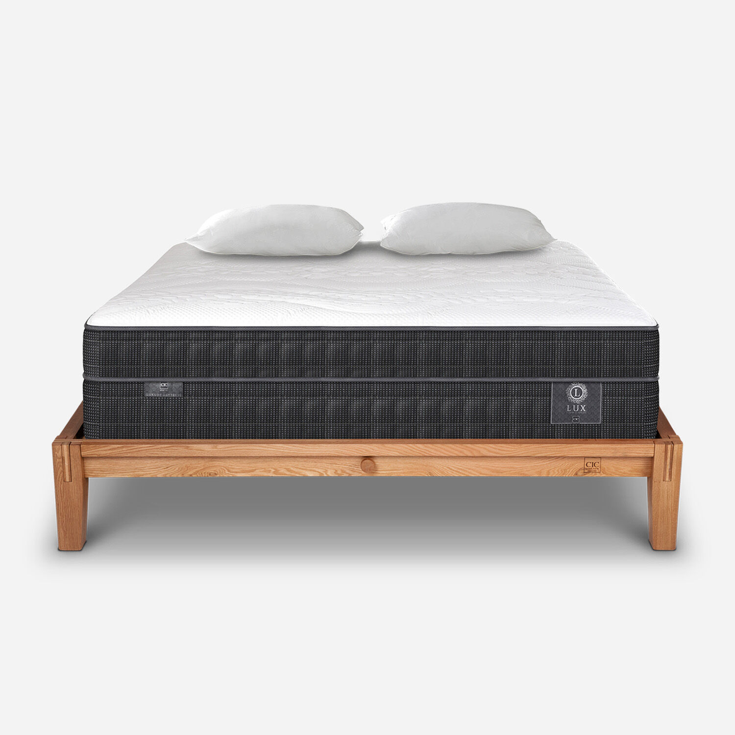 Cama Oak 2 Plazas Lux + Almohadas