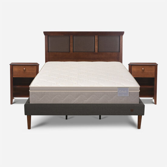 Cama Europea Curve King Rilassati + Set New Torino Caramel