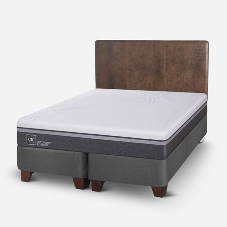 Box Spring 2 Plazas Ortopedic Advance Base Dividida + Respaldo Baker