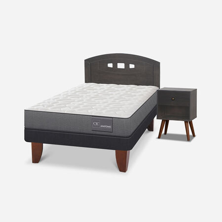 Cama Europea 1,5 Plazas Anatomic + Set Gales Gris