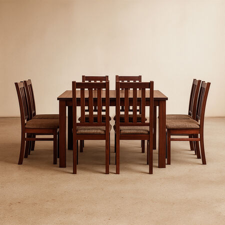 Comedor 8 Sillas &Ntilde;uble Caramelo - Tela Caf&eacute;