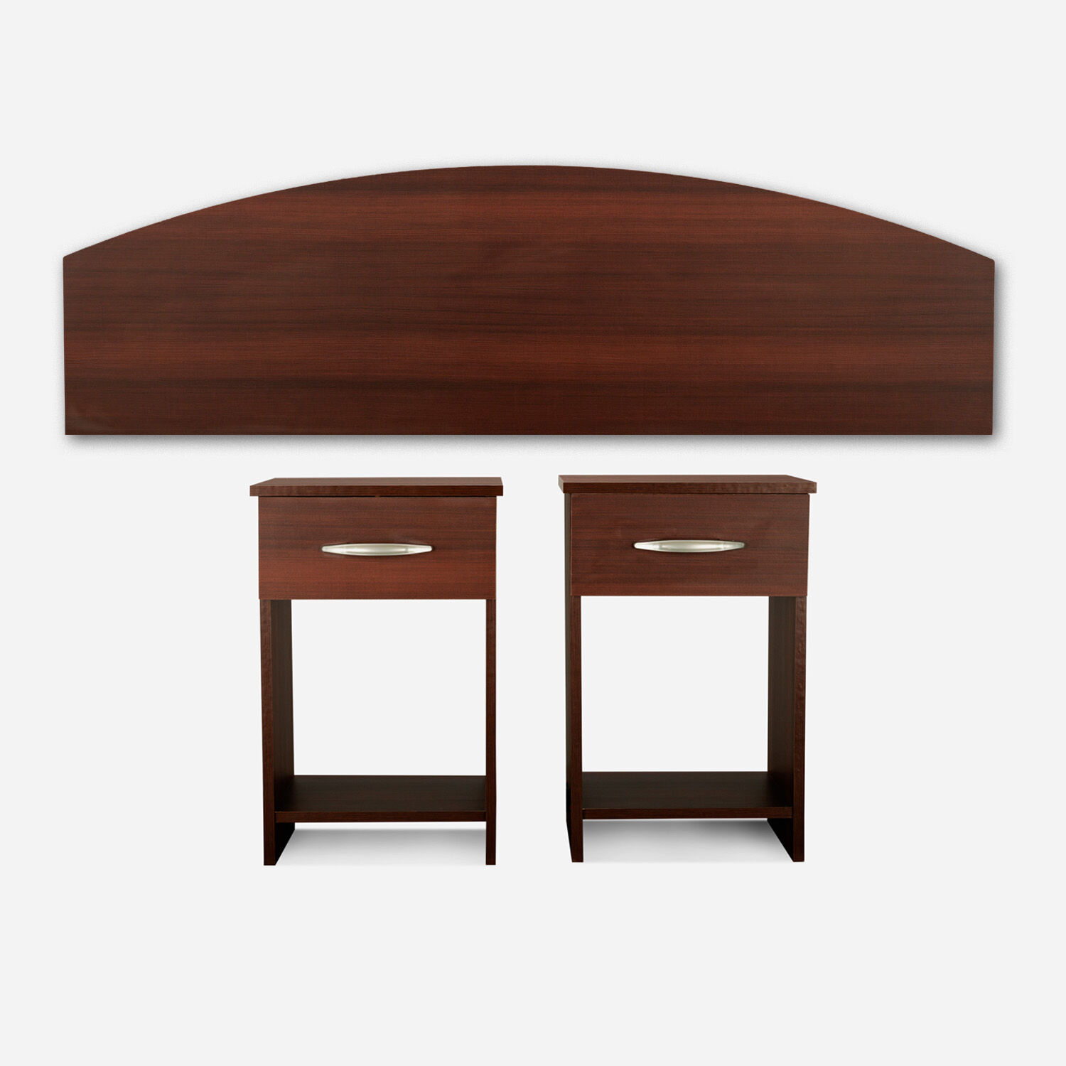 Respaldo 2 Plazas + 2 Veladores Chocolate