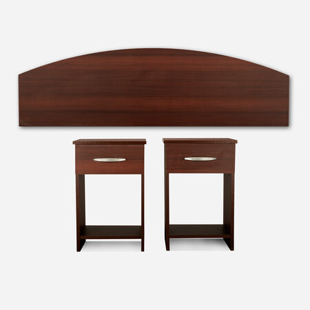 Respaldo 2 Plazas + 2 Veladores Chocolate