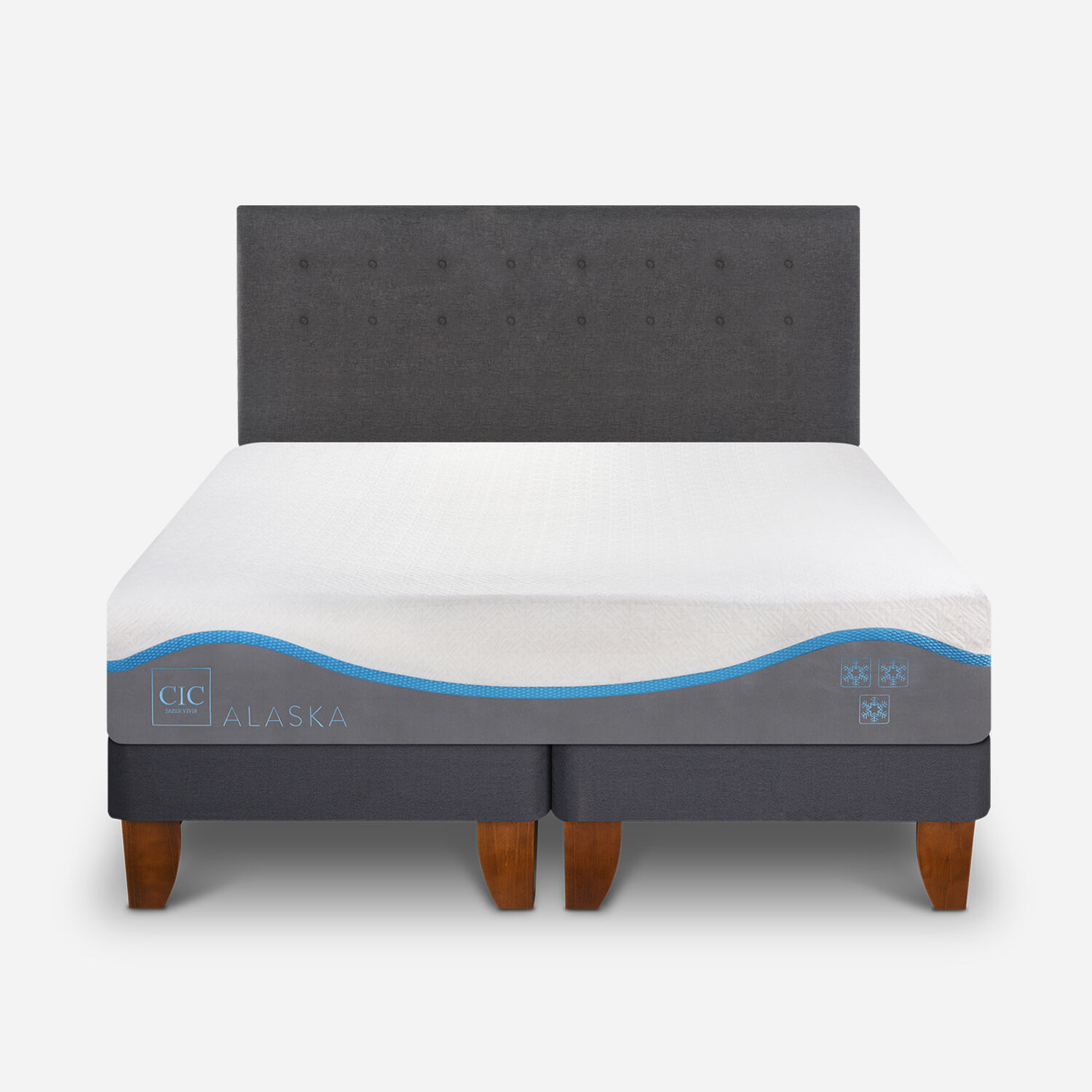 Cama Europea King Alaska + Respaldo &Eacute;ufrates