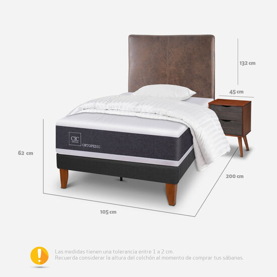 Cama Europea Curve 1.5 Plazas Ortopedic + Set Baker + Almohada + Plumón