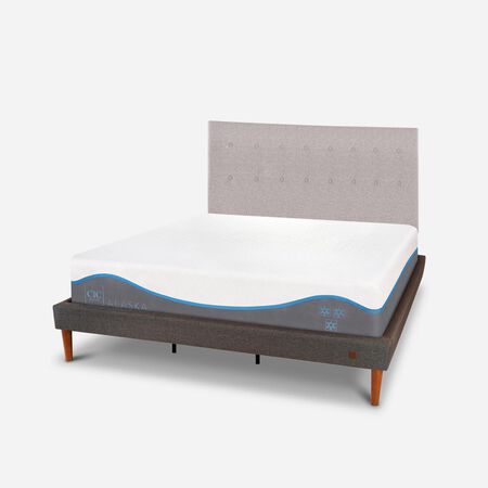 Cama Europea Curve King Alaska + Respaldo Tigris