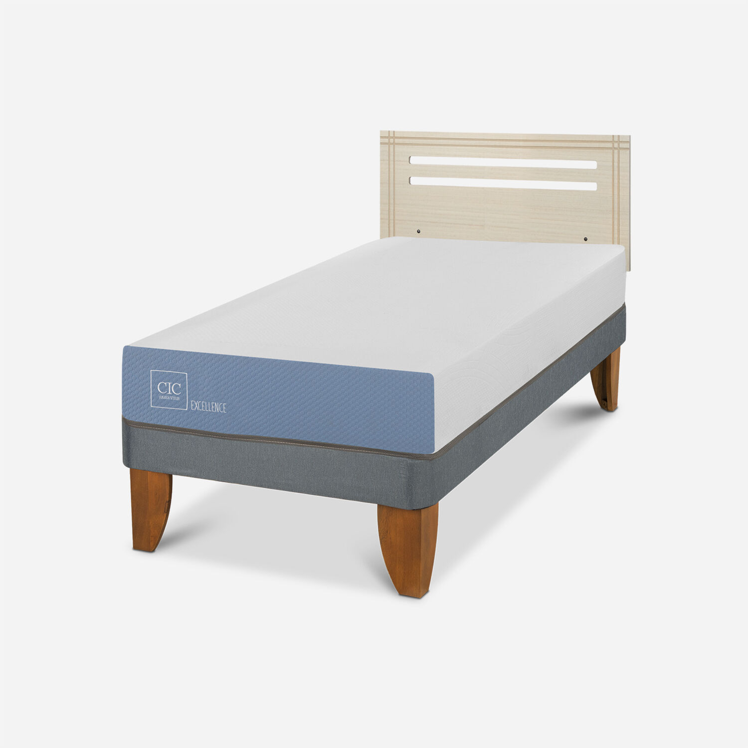 Cama Europea 1 Plaza Excellence + Respaldo M&uacute;nich Alpino