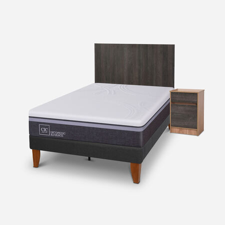 Cama Europea Curve 1,5 Plazas Ortopedic Advance + Set Espresso