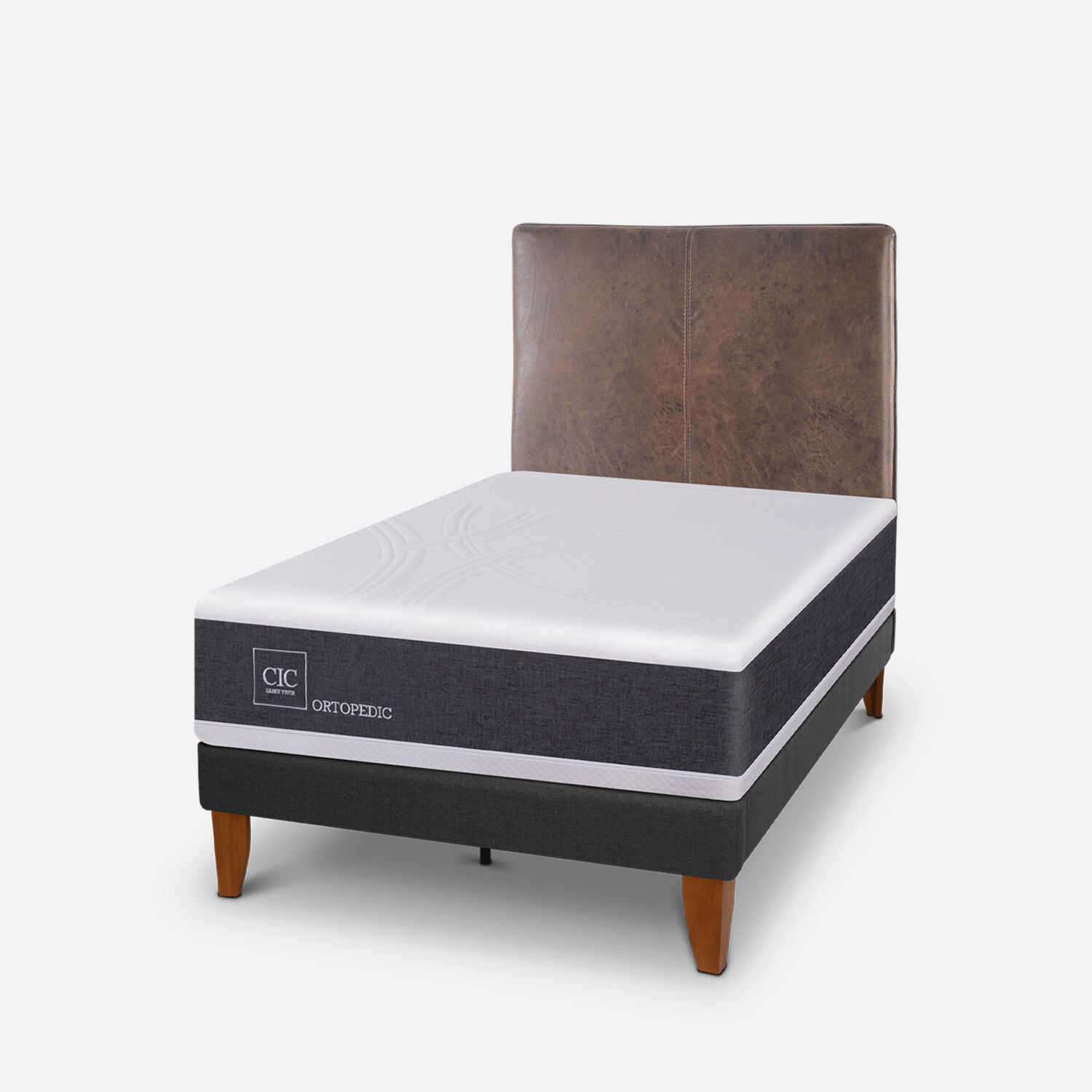 Cama Europea Curve 1,5 Plazas Ortopedic + Respaldo Baker