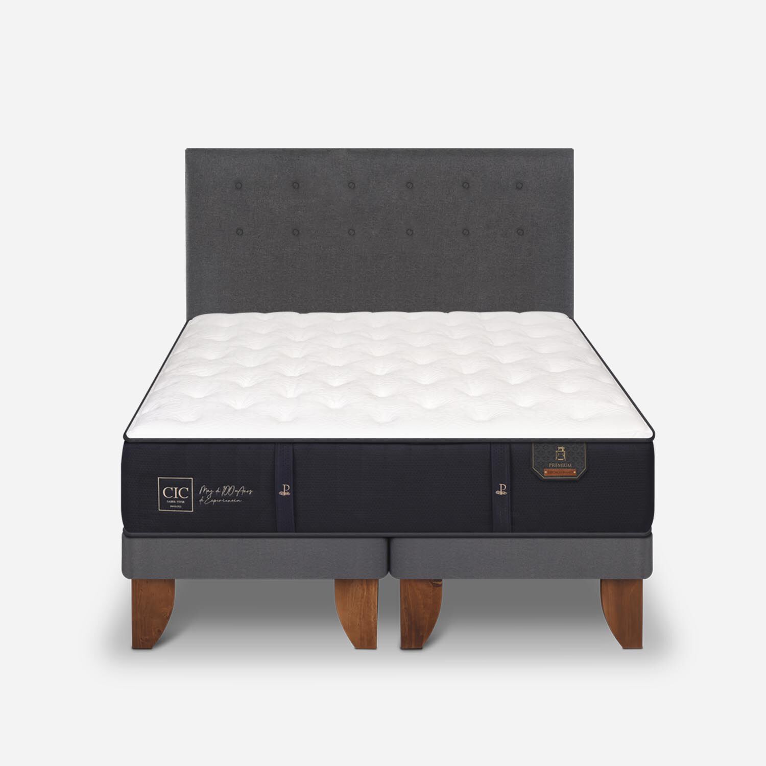 Cama Europea 2 Plazas Premium Base Dividida + Respaldo Éufrates