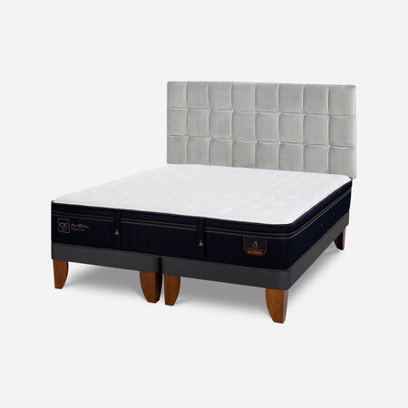 Cama Europea 2 Plazas Super Premium Base Dividida + Respaldo Sile