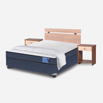 Cama Americana 2 Plazas Excellence + Set Olmo + Plumón