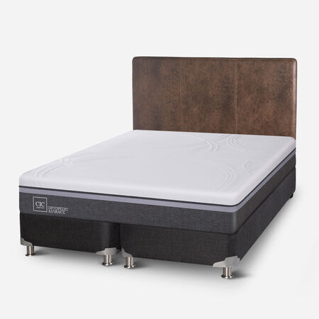 Box Spring 2 Plazas Ortopedic Advance Base Dividida 5 Zonas + Respaldo Baker