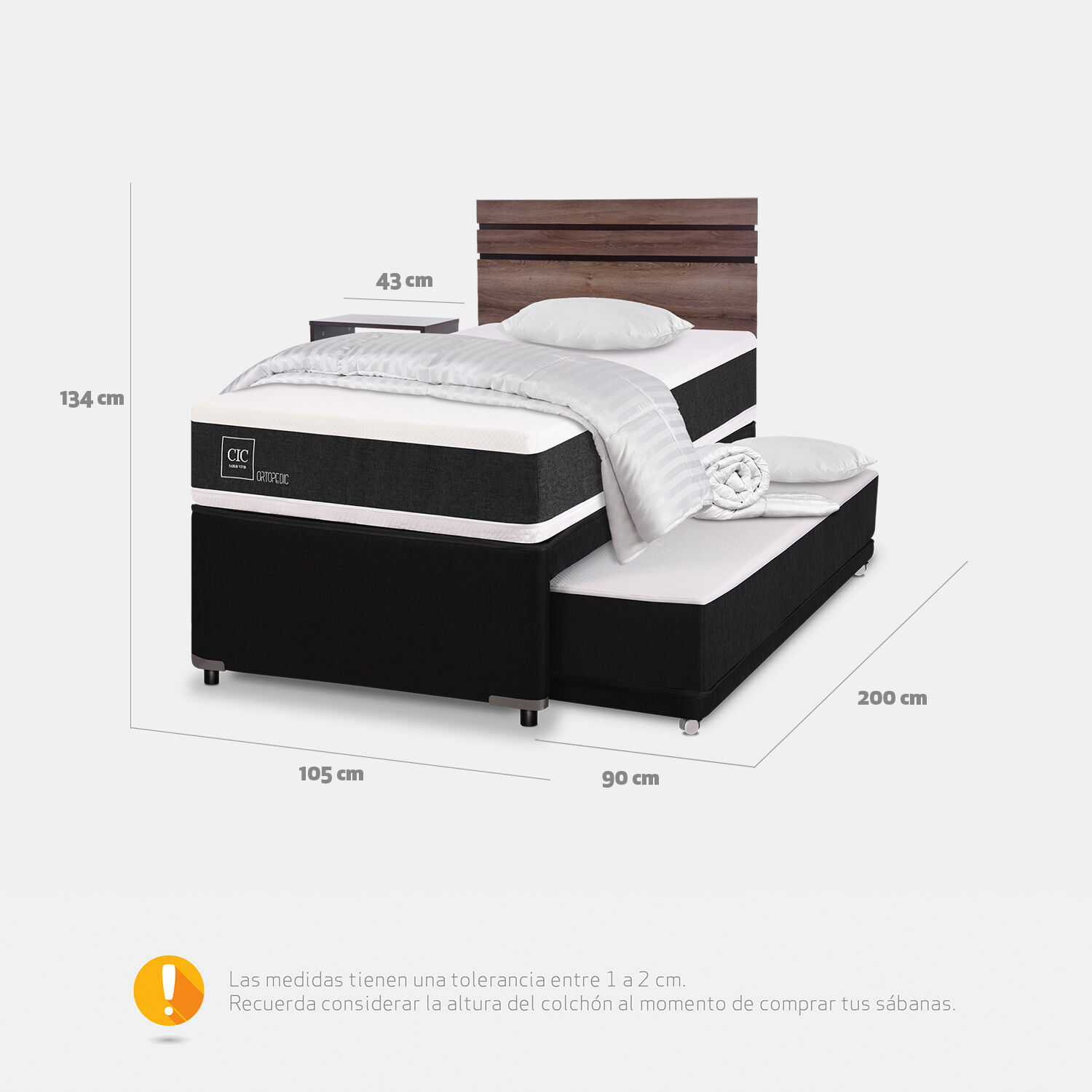 Cama Nido Div&aacute;n Ortopedic + Set Ares + Almohadas + Plum&oacute;n