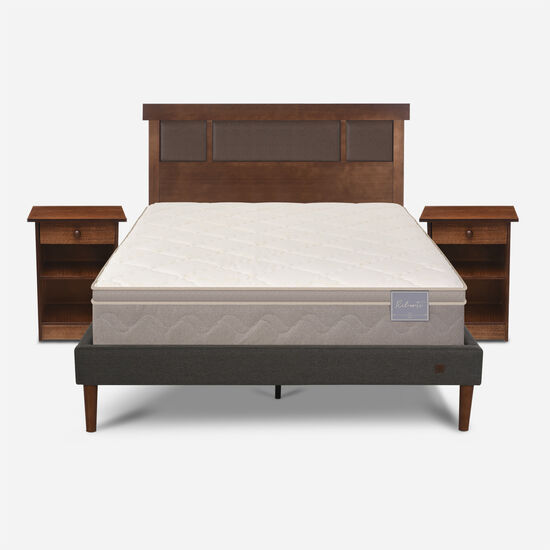 Cama Europea Curve 2 Plazas Rilassati + Set New Dublín Caramel